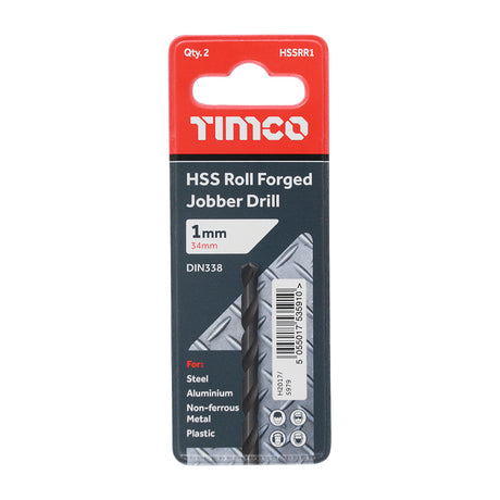 This is an image showing TIMCO Roll Forged Jobber Drills - HSS - 1.0mm - 10 Pieces Tube available from T.H Wiggans Ironmongery in Kendal, quick delivery at discounted prices.