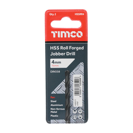 This is an image showing TIMCO Roll Forged Jobber Drills - HSS - 4.0mm - 10 Pieces Tube available from T.H Wiggans Ironmongery in Kendal, quick delivery at discounted prices.
