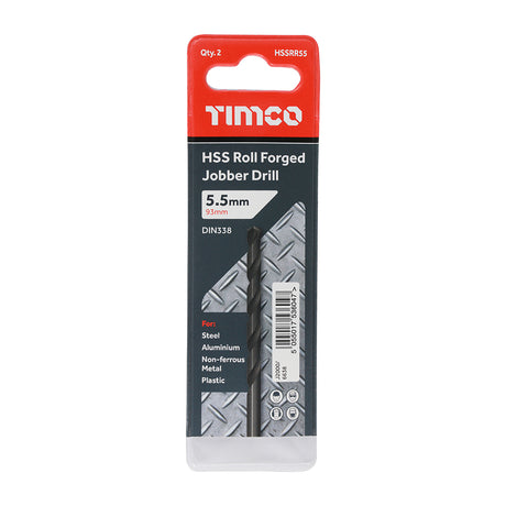 This is an image showing TIMCO Roll Forged Jobber Drills - HSS - 5.5mm - 10 Pieces Tube available from T.H Wiggans Ironmongery in Kendal, quick delivery at discounted prices.