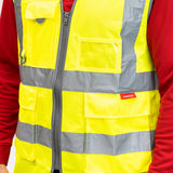 This is an image showing TIMCO Hi-Visibility Executive Vest - Yellow - XX Large - 1 Each Bag available from T.H Wiggans Ironmongery in Kendal, quick delivery at discounted prices.