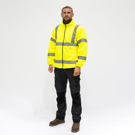 This is an image showing TIMCO Hi-Visibility Fleece Jacket - Yellow - Large - 1 Each Bag available from T.H Wiggans Ironmongery in Kendal, quick delivery at discounted prices.