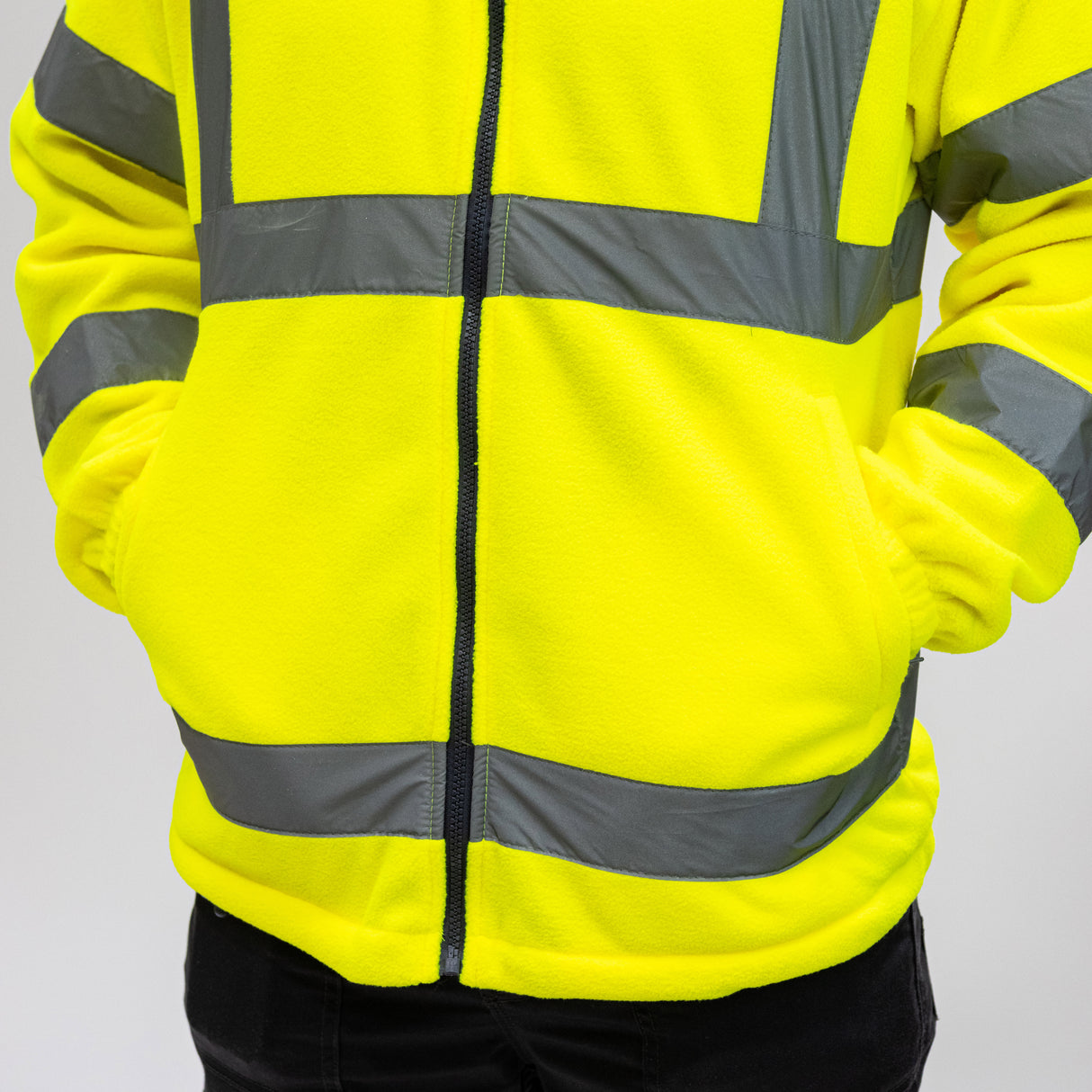 This is an image showing TIMCO Hi-Visibility Fleece Jacket - Yellow - Medium - 1 Each Bag available from T.H Wiggans Ironmongery in Kendal, quick delivery at discounted prices.