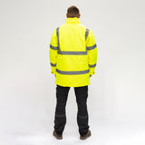 This is an image showing TIMCO Hi-Visibility Parka Jacket - Yellow - XXXX Large - 1 Each Bag available from T.H Wiggans Ironmongery in Kendal, quick delivery at discounted prices.