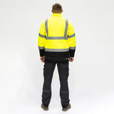 This is an image showing TIMCO Hi-Visibility Softshell Jacket - Yellow - XXXX Large - 1 Each Bag available from T.H Wiggans Ironmongery in Kendal, quick delivery at discounted prices.