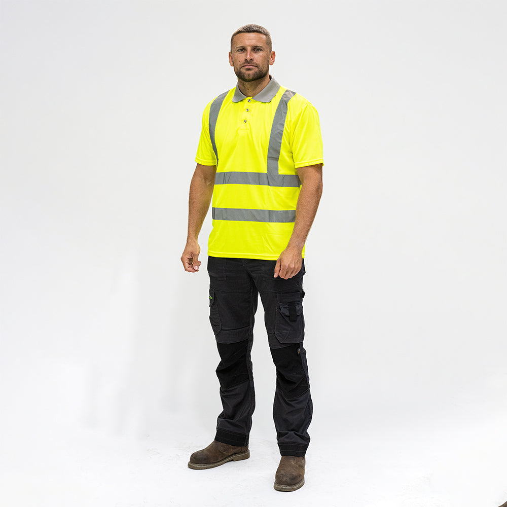 This is an image showing TIMCO Hi-Visibility Polo Shirt - Short Sleeve - Yellow - XXX Large - 1 Each Bag available from T.H Wiggans Ironmongery in Kendal, quick delivery at discounted prices.