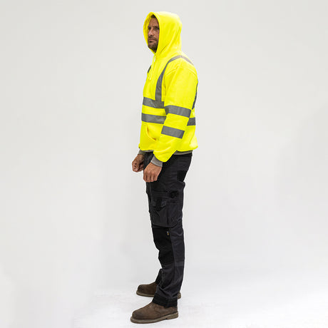 This is an image showing TIMCO Hi-Visibility Sweatshirt with Hood - Yellow - XXXX Large - 1 Each Bag available from T.H Wiggans Ironmongery in Kendal, quick delivery at discounted prices.