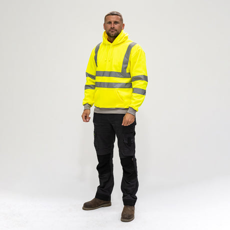 This is an image showing TIMCO Hi-Visibility Sweatshirt with Hood - Yellow - XX Large - 1 Each Bag available from T.H Wiggans Ironmongery in Kendal, quick delivery at discounted prices.