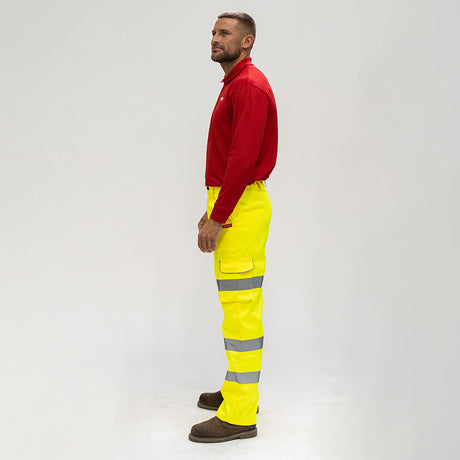 This is an image showing TIMCO Hi-Visibility Executive Trousers - Yellow - XX Large - 1 Each Bag available from T.H Wiggans Ironmongery in Kendal, quick delivery at discounted prices.