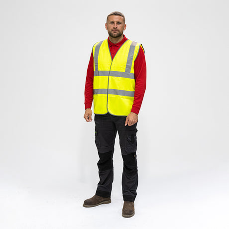 This is an image showing TIMCO Hi-Visibility Vest - Yellow - XX Large - 1 Each Bag available from T.H Wiggans Ironmongery in Kendal, quick delivery at discounted prices.