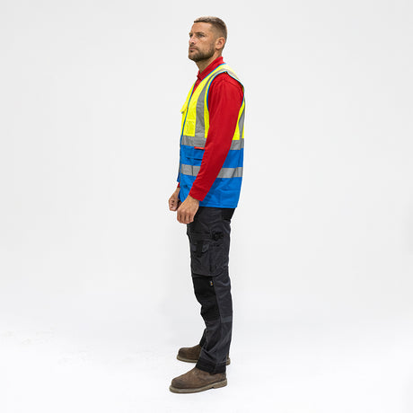 This is an image showing TIMCO Hi-Visibility Executive Vest - Yellow & Blue - XXX Large - 1 Each Bag available from T.H Wiggans Ironmongery in Kendal, quick delivery at discounted prices.
