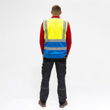This is an image showing TIMCO Hi-Visibility Executive Vest - Yellow & Blue - Small - 1 Each Bag available from T.H Wiggans Ironmongery in Kendal, quick delivery at discounted prices.
