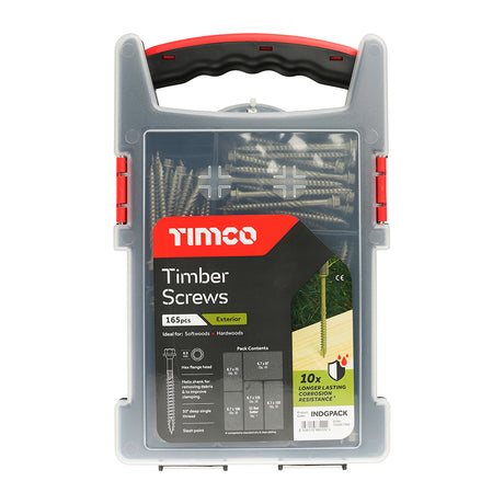 This is an image showing TIMCO Timber Screws - Hex - Exterior - Mixed Grab Pack - Green - 165pcs - 165 Pieces Tray available from T.H Wiggans Ironmongery in Kendal, quick delivery at discounted prices.