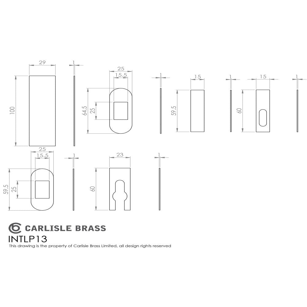 This image is a line drwaing of a Carlisle Brass - Intumescent Packs Grade 13 available to order from Trade Door Handles in Kendal
