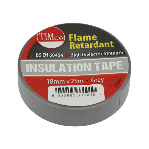 This is an image showing TIMCO PVC Insulation Tape - Grey - 25m x 18mm - 10 Pieces Roll Pack available from T.H Wiggans Ironmongery in Kendal, quick delivery at discounted prices.