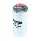 This is an image showing TIMCO PVC Insulation Tape - White - 25m x 18mm - 10 Pieces Roll Pack available from T.H Wiggans Ironmongery in Kendal, quick delivery at discounted prices.