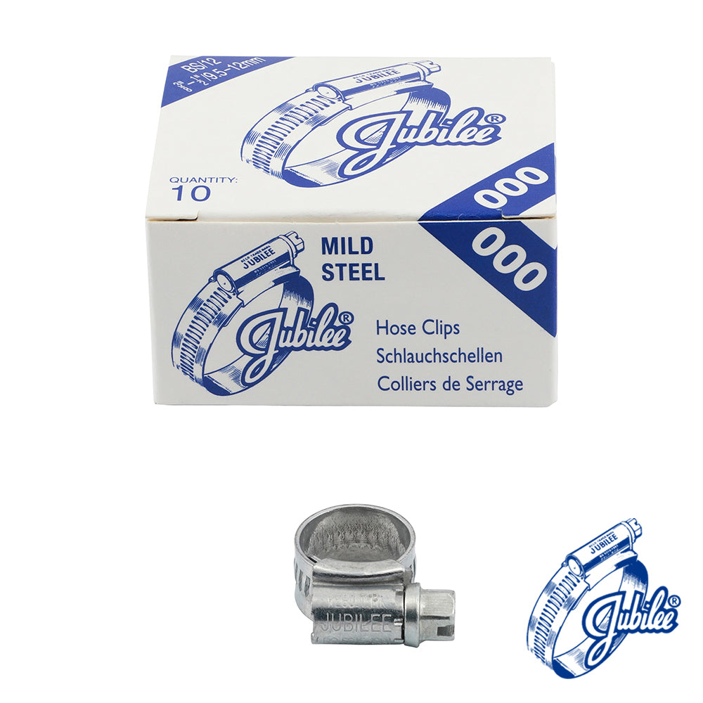 This is an image showing TIMCO Jubilee Clip Mild Steel - 000MS - 9.5 - 12mm - 10 Pieces Box available from T.H Wiggans Ironmongery in Kendal, quick delivery at discounted prices.