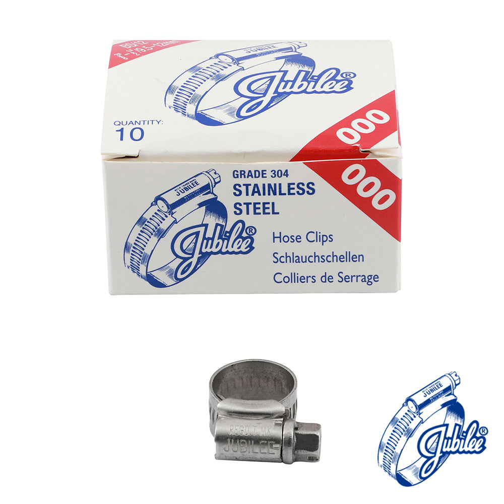 This is an image showing TIMCO Jubilee Clip Stainless Steel - 000SS - 9.5 - 12mm - 10 Pieces Box available from T.H Wiggans Ironmongery in Kendal, quick delivery at discounted prices.