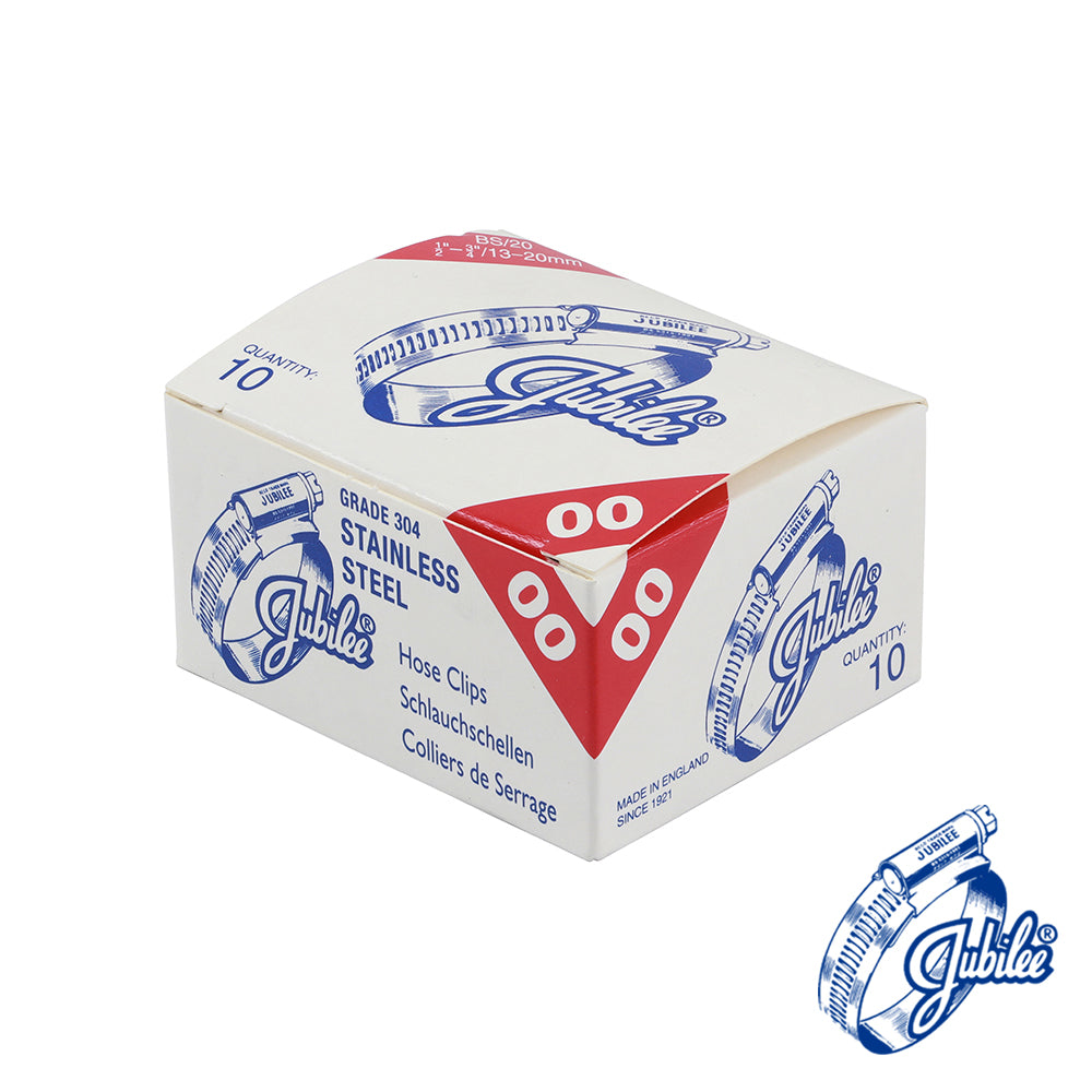 This is an image showing TIMCO Jubilee Clip Stainless Steel - 00SS - 13 - 20mm - 10 Pieces Box available from T.H Wiggans Ironmongery in Kendal, quick delivery at discounted prices.