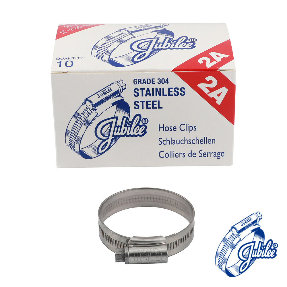 This is an image showing TIMCO Jubilee Clip Stainless Steel - 2ASS - 35 - 50mm - 10 Pieces Box available from T.H Wiggans Ironmongery in Kendal, quick delivery at discounted prices.
