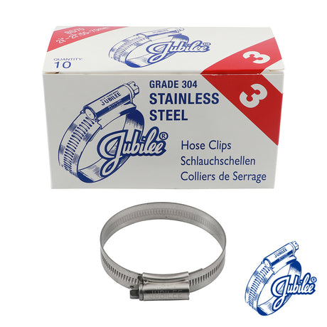 This is an image showing TIMCO Jubilee Clip Stainless Steel - 3SS - 55 - 70mm - 10 Pieces Box available from T.H Wiggans Ironmongery in Kendal, quick delivery at discounted prices.