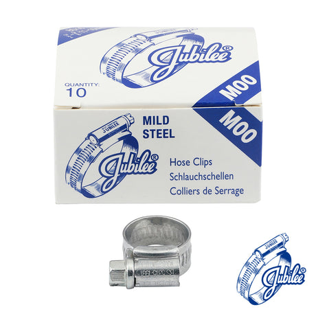 This is an image showing TIMCO Jubilee Clip Mild Steel - M00MS - 11 - 16mm - 10 Pieces Box available from T.H Wiggans Ironmongery in Kendal, quick delivery at discounted prices.