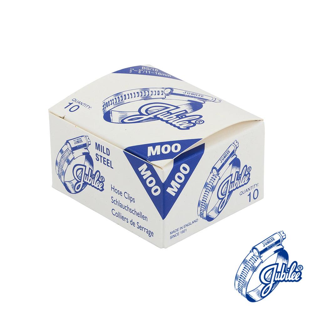 This is an image showing TIMCO Jubilee Clip Mild Steel - M00MS - 11 - 16mm - 10 Pieces Box available from T.H Wiggans Ironmongery in Kendal, quick delivery at discounted prices.
