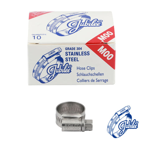 This is an image showing TIMCO Jubilee Clip Stainless Steel - M00SS - 11 - 16mm - 10 Pieces Box available from T.H Wiggans Ironmongery in Kendal, quick delivery at discounted prices.