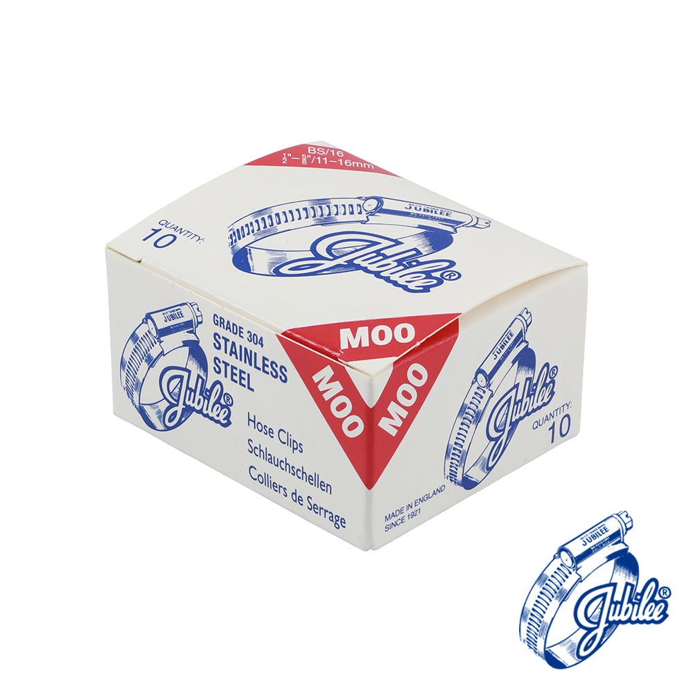 This is an image showing TIMCO Jubilee Clip Stainless Steel - M00SS - 11 - 16mm - 10 Pieces Box available from T.H Wiggans Ironmongery in Kendal, quick delivery at discounted prices.