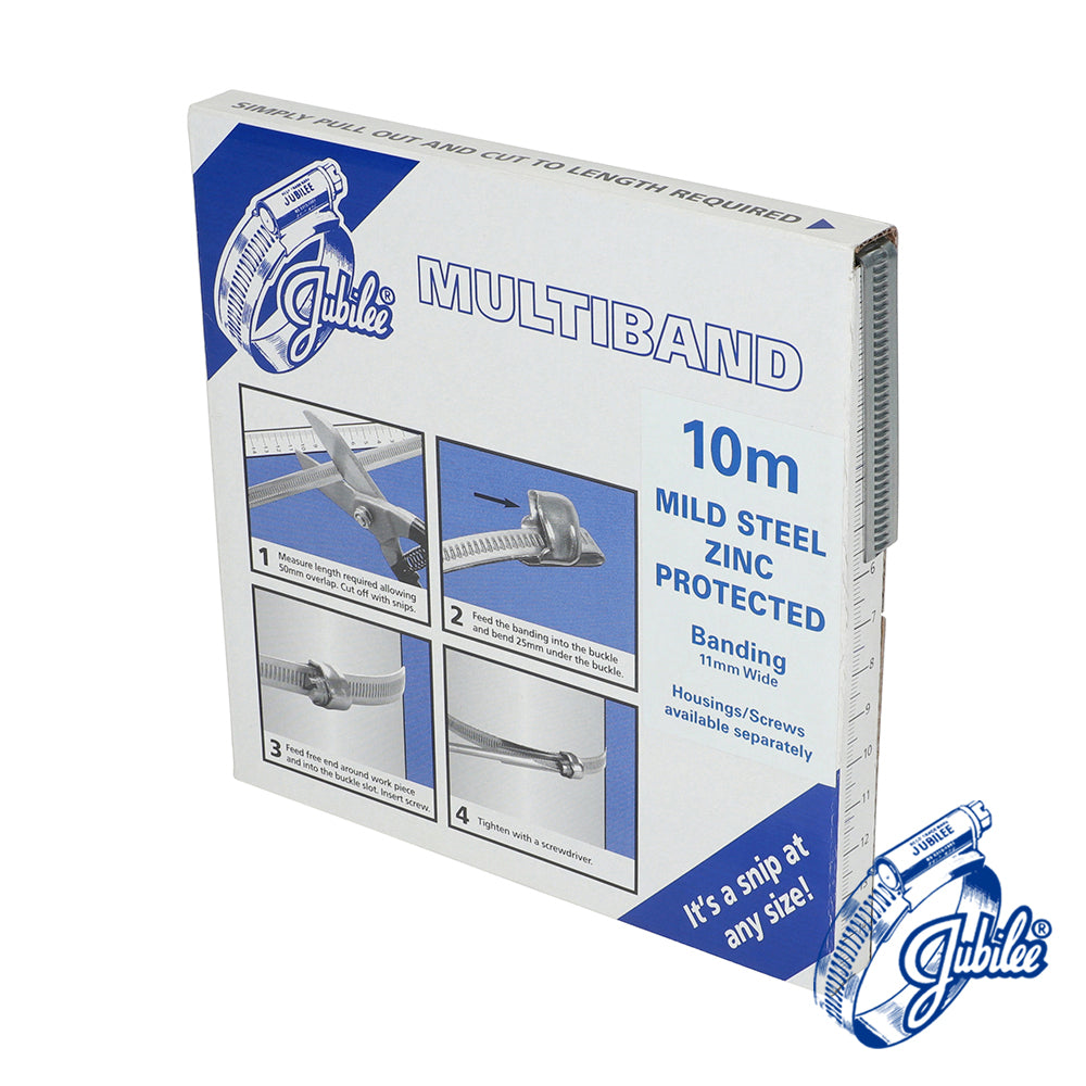 This is an image showing TIMCO Multiband Mild Steel Banding - MB1701 - 11mm x 10m - 1 Each Box available from T.H Wiggans Ironmongery in Kendal, quick delivery at discounted prices.