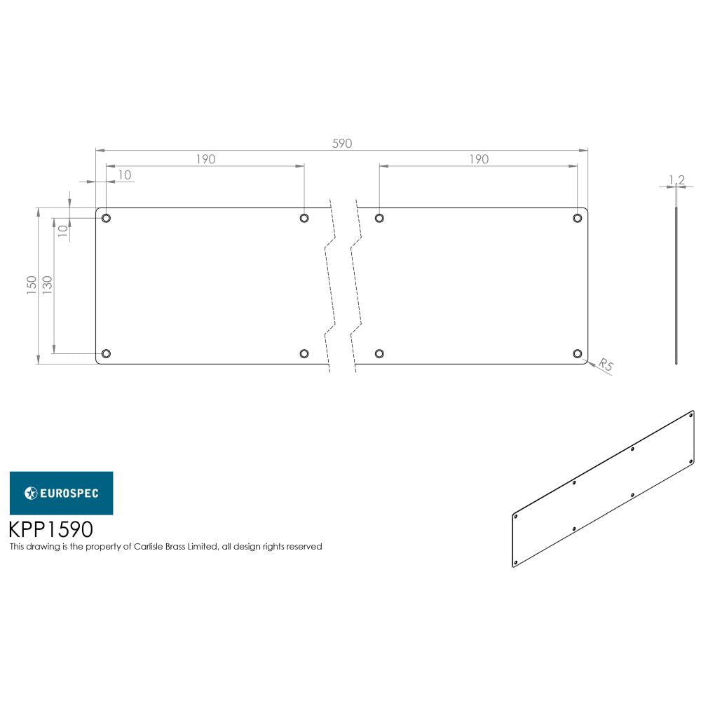 This is an image of Eurospec - Kickplate 590 x 150mm - SSS available to order from T.H Wiggans Architectural Ironmongery in Kendal, quick delivery and discounted prices.