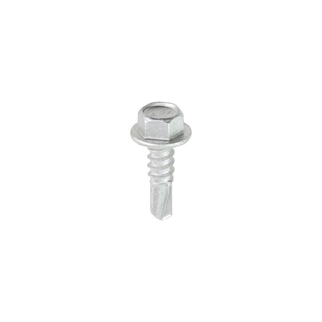 This is an image showing TIMCO Metal Construction Light Section Screws - Hex - Self-Drilling - Exterior - Silver Organic - 5.5 x 19 - 100 Pieces Box available from T.H Wiggans Ironmongery in Kendal, quick delivery at discounted prices.