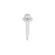 This is an image showing TIMCO Metal Construction Light Section Screws - Hex - EPDM Washer - Self-Drilling - Exterior - Silver Organic - 5.5 x 38 - 100 Pieces Box available from T.H Wiggans Ironmongery in Kendal, quick delivery at discounted prices.