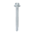 This is an image showing TIMCO Metal Construction Light Section Screws - Hex - Self-Drilling - Exterior - Silver Organic - 5.5 x 50 - 100 Pieces Box available from T.H Wiggans Ironmongery in Kendal, quick delivery at discounted prices.