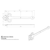 This image is a line drwaing of a Ludlow - Sword Hinge 348mm - Black Antique available to order from T.H Wiggans Architectural Ironmongery in Kendal