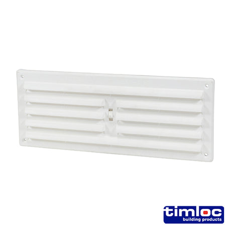 This is an image showing TIMCO Timloc Internal Plastic Hit and Miss Louvre Grille Vent - White - 1208W - 260 x 104 - 1 Each Bag available from T.H Wiggans Ironmongery in Kendal, quick delivery at discounted prices.