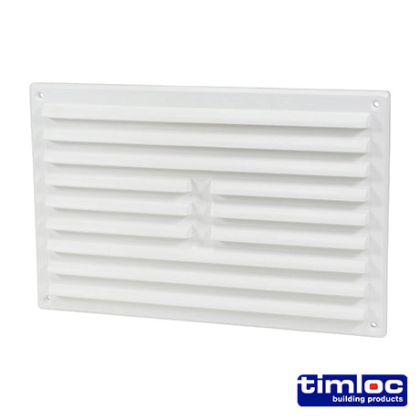 This is an image showing TIMCO Timloc Internal Plastic Louvre Grille Vent - White - 1211W - 260 x 170 - 1 Each Bag available from T.H Wiggans Ironmongery in Kendal, quick delivery at discounted prices.