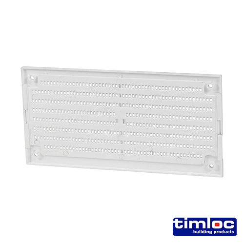 This is an image showing TIMCO Timloc Internal Plastic Louvre Mini Grille Vent with Flyscreen - White - 1218WF - 166 x 85 - 1 Each Bag available from T.H Wiggans Ironmongery in Kendal, quick delivery at discounted prices.