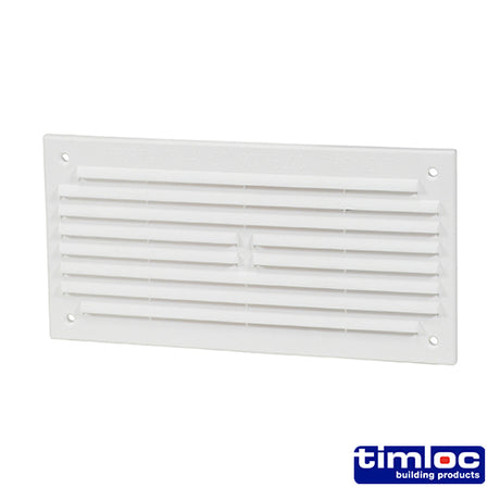 This is an image showing TIMCO Timloc Internal Plastic Louvre Mini Grille Vent - White - 1218W - 166 x 85 - 1 Each Bag available from T.H Wiggans Ironmongery in Kendal, quick delivery at discounted prices.