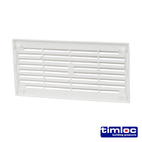 This is an image showing TIMCO Timloc Internal Plastic Louvre Mini Grille Vent - White - 1218W - 166 x 85 - 1 Each Bag available from T.H Wiggans Ironmongery in Kendal, quick delivery at discounted prices.