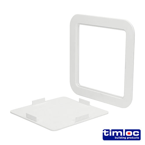 This is an image showing TIMCO Timloc Access Panel - Plastic - Clip Fit - White - AP200 - 205 x 205 - 1 Each Bag available from T.H Wiggans Ironmongery in Kendal, quick delivery at discounted prices.