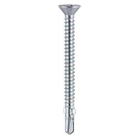 This is an image showing TIMCO Metal Construction Timber to Light Section Screws - Countersunk - Wing-Tip - Self-Drilling - Zinc - 4.8 x 38 - 260 Pieces TIMbag available from T.H Wiggans Ironmongery in Kendal, quick delivery at discounted prices.