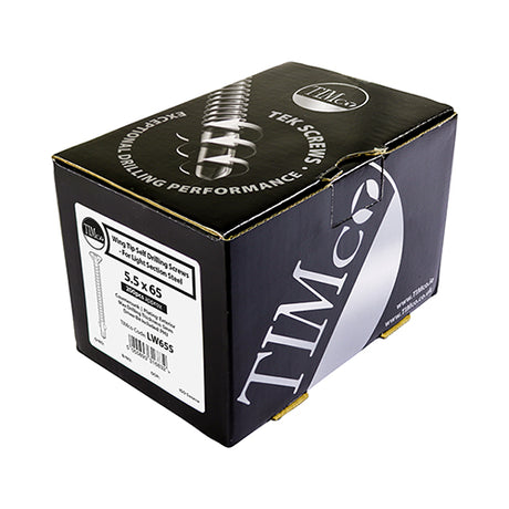 This is an image showing TIMCO Metal Construction Timber to Light Section Screws - Countersunk - Wing-Tip - Self-Drilling - Exterior - Silver Organic - 4.2 x 38 - 200 Pieces Box available from T.H Wiggans Ironmongery in Kendal, quick delivery at discounted prices.