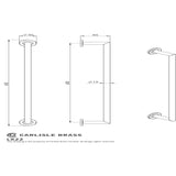 This image is a line drwaing of a Carlisle Brass - Stainless Steel Single Towel Rail 650mm - Stainless Steel available to order from Trade Door Handles in Kendal