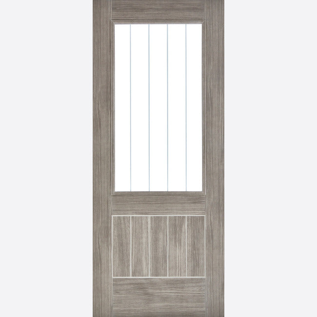 This is an image showing LPD - Mexicano Laminated Glazed Light Grey Laminated Doors 838 x 1981 available from T.H Wiggans Ironmongery in Kendal, quick delivery at discounted prices.