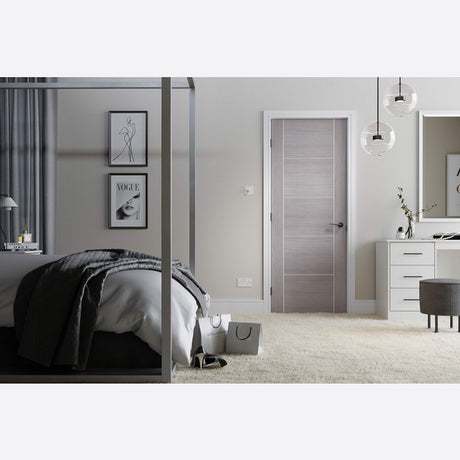 This is an image showing LPD - Vancouver 5P Pre-Finished Light Grey Doors 826 x 2040 available from T.H Wiggans Ironmongery in Kendal, quick delivery at discounted prices.