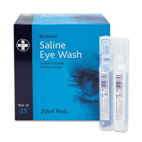 This is an image showing TIMCO Eye Wash Saline - Pods - 20ml - 25 Pieces Box available from T.H Wiggans Ironmongery in Kendal, quick delivery at discounted prices.