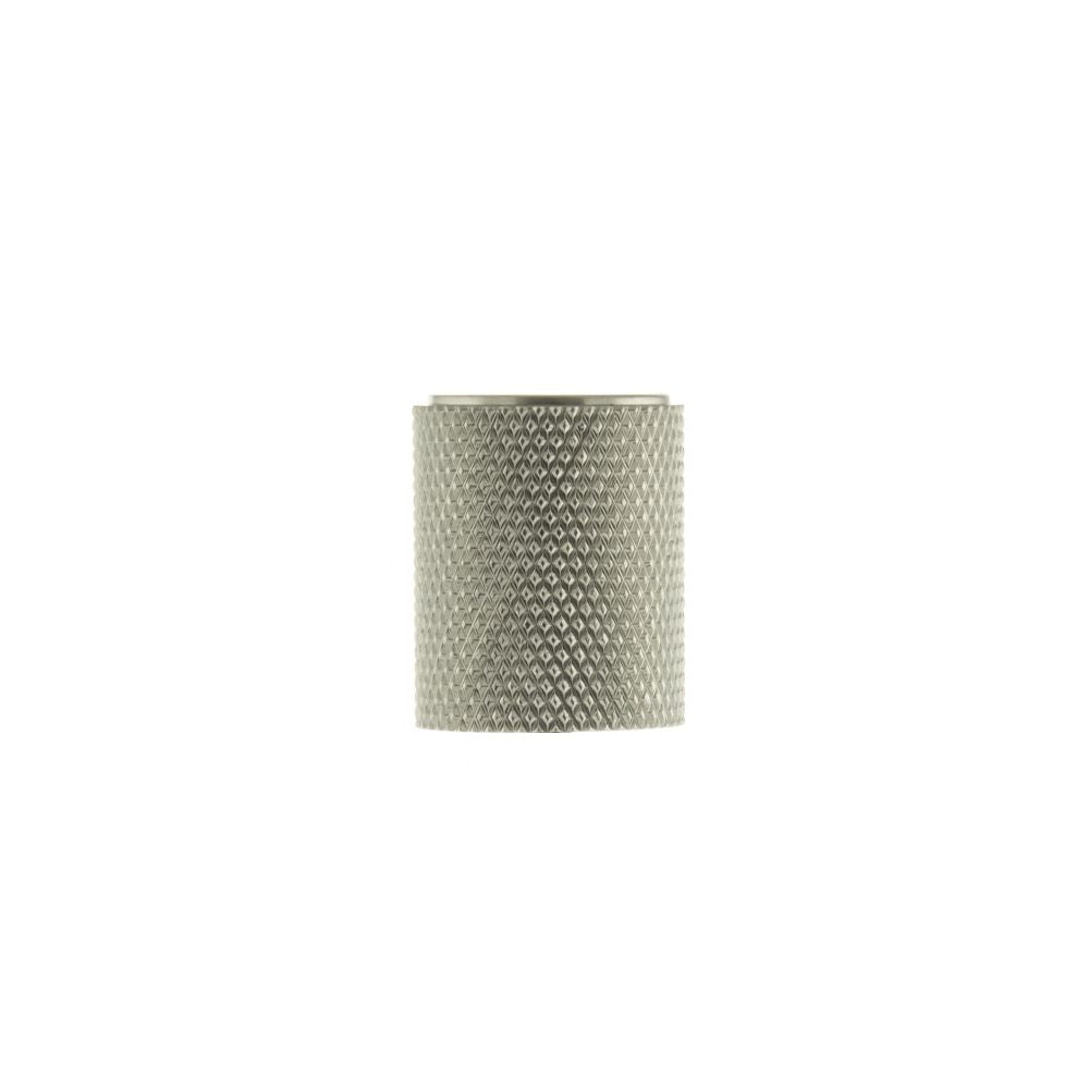 This is an image of Millhouse Brass Watson Cylinder Knurled Cabinet Knob Concealed Fix - Sat. Nickel available to order from T.H Wiggans Architectural Ironmongery in Kendal.