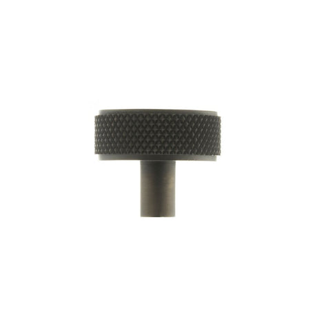 This is an image of Millhouse Brass Hargreaves Disc Knurled Cabinet Knob Concealed Fix - Urban Dark available to order from T.H Wiggans Architectural Ironmongery in Kendal.