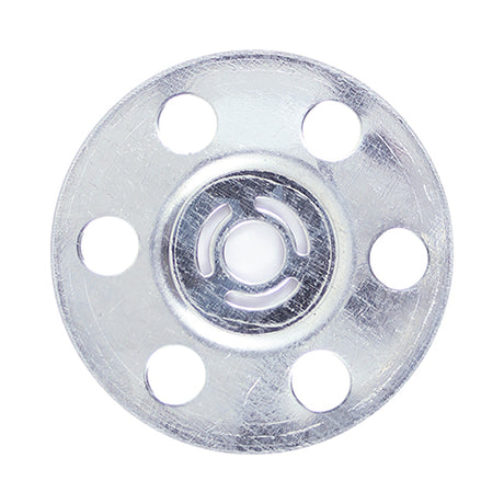 This is an image showing TIMCO Metal Insulation Discs - Galvanised - 35mm - 100 Pieces Box available from T.H Wiggans Ironmongery in Kendal, quick delivery at discounted prices.