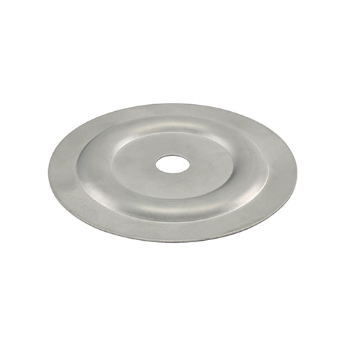 This is an image showing TIMCO Large Metal Insulation Discs - Galvanised - 70mm - 100 Pieces Box available from T.H Wiggans Ironmongery in Kendal, quick delivery at discounted prices.